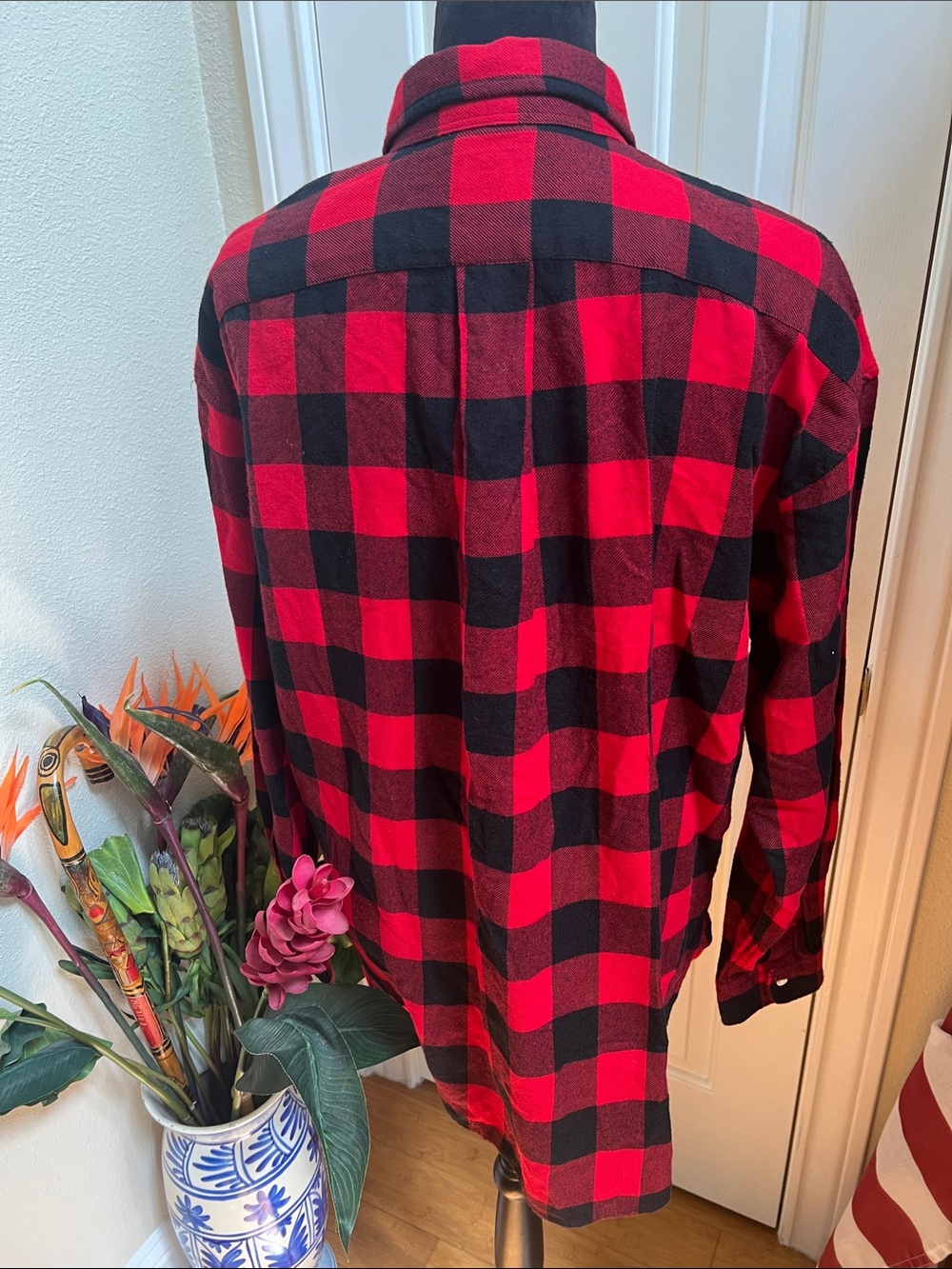 NEW POLO RALPH LAUREN relaxed fit plaid cotton flannel shirt in red/black 14 - Picture 3 of 7